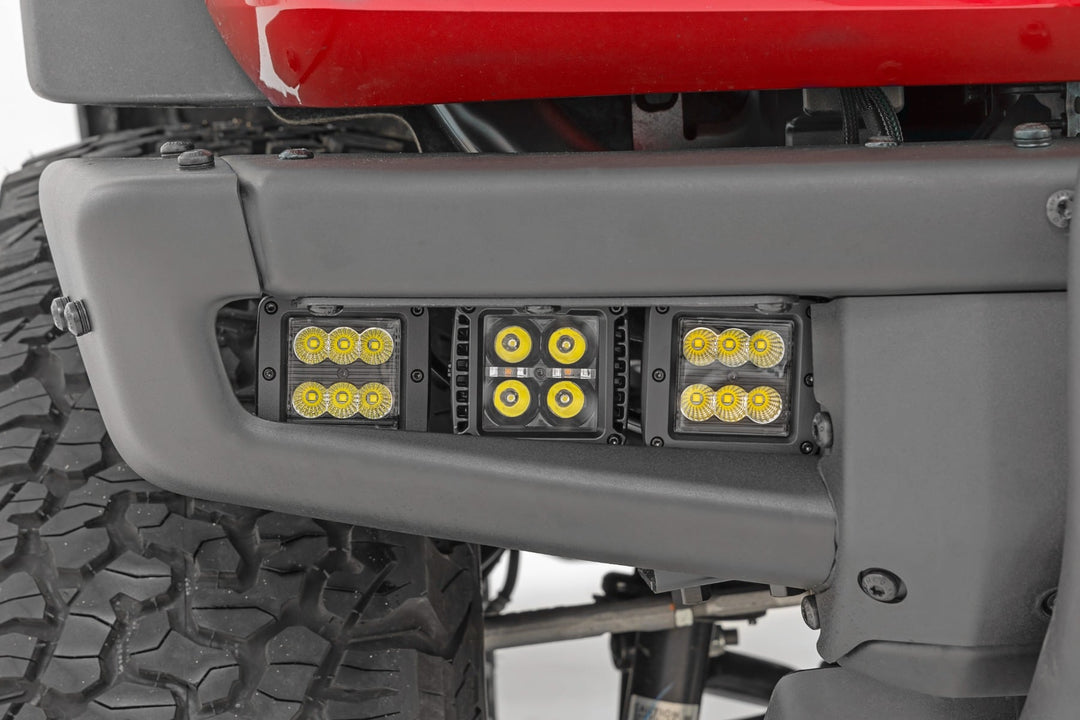 LED Light Kit | Fog Mount | Triple 2" Black Pair | White DRL | Ford Bronco (21-26)
