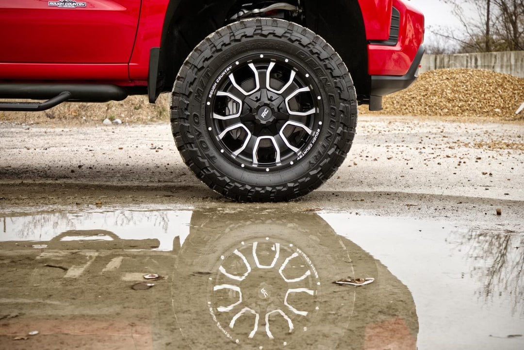 Rough Country 93 Series Wheel | One-Piece | Machined Black | 20x10 | 6x5.5/6x135 | -18mm