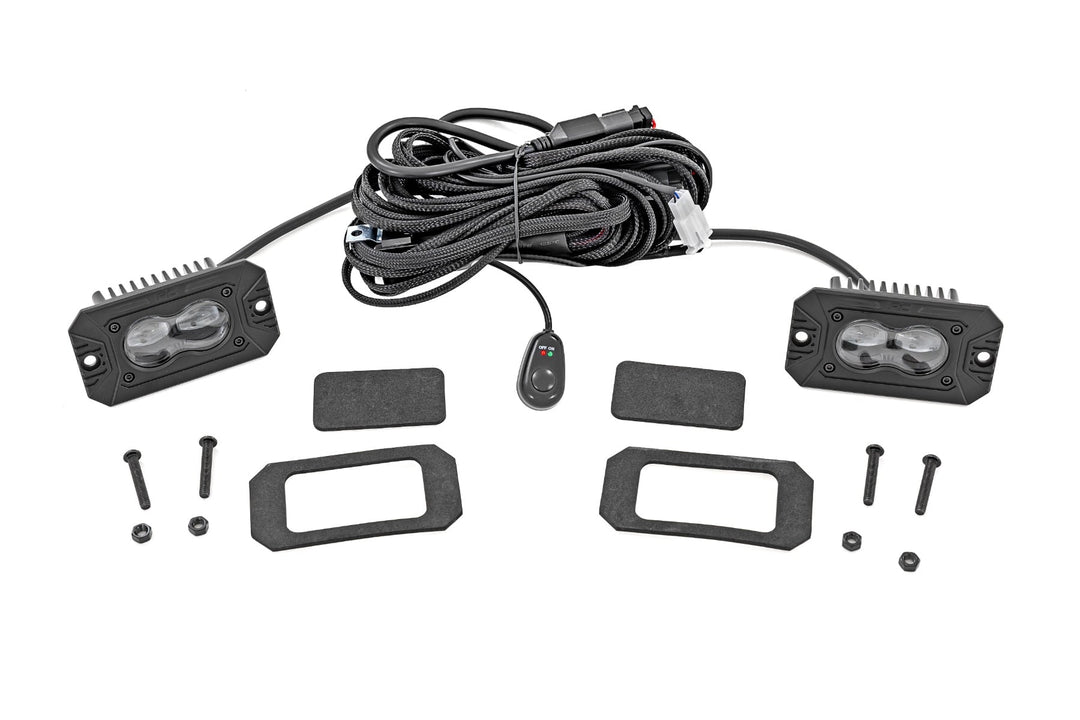 3x1.75 Inch Black Series LED Slim Aux | SAE Fog | Flush Mount | Pair