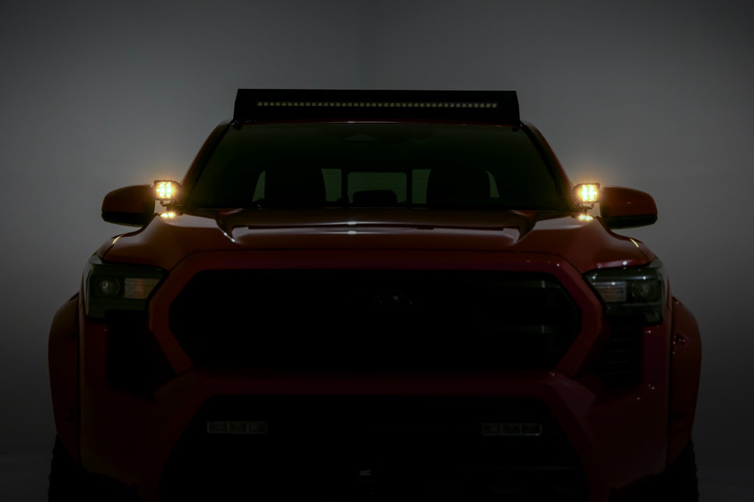 LED Light Kit | Ditch Mount | Black Series Round | 3.5 Inch | Amber DRL | Toyota Tacoma (24-26)