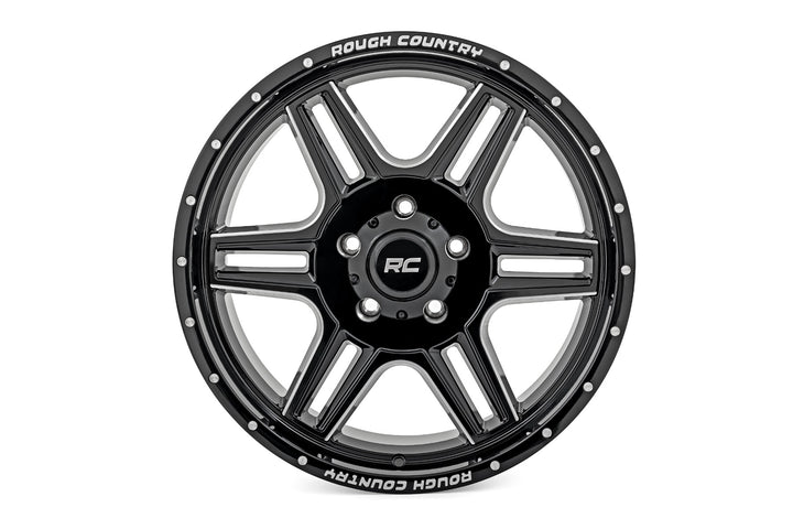 Rough Country 92 Series Wheel | Machined One-Piece | Gloss Black | 18x9 | 5x5 | +0mm