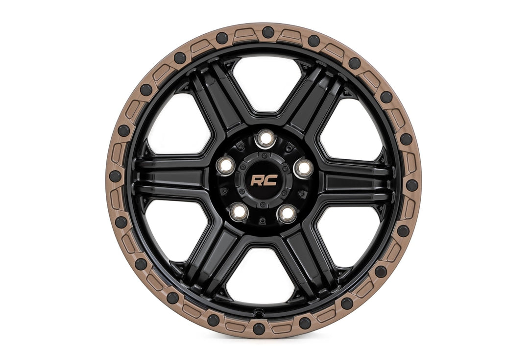 Rough Country 79 Series Wheel | One-Piece | Semi Gloss Black w/Bronze Ring | 18x9 | 6x5.5 |+18mm