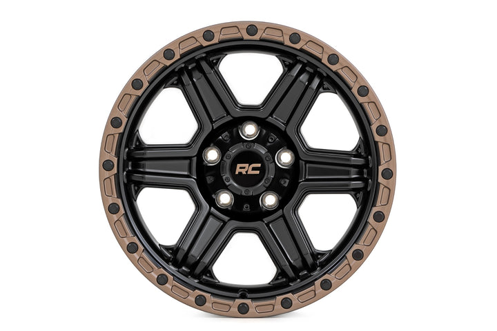 Rough Country 79 Series Wheel | One-Piece | Semi Gloss Black w/Bronze Ring | 17x8.5 | 5x5 | 0mm