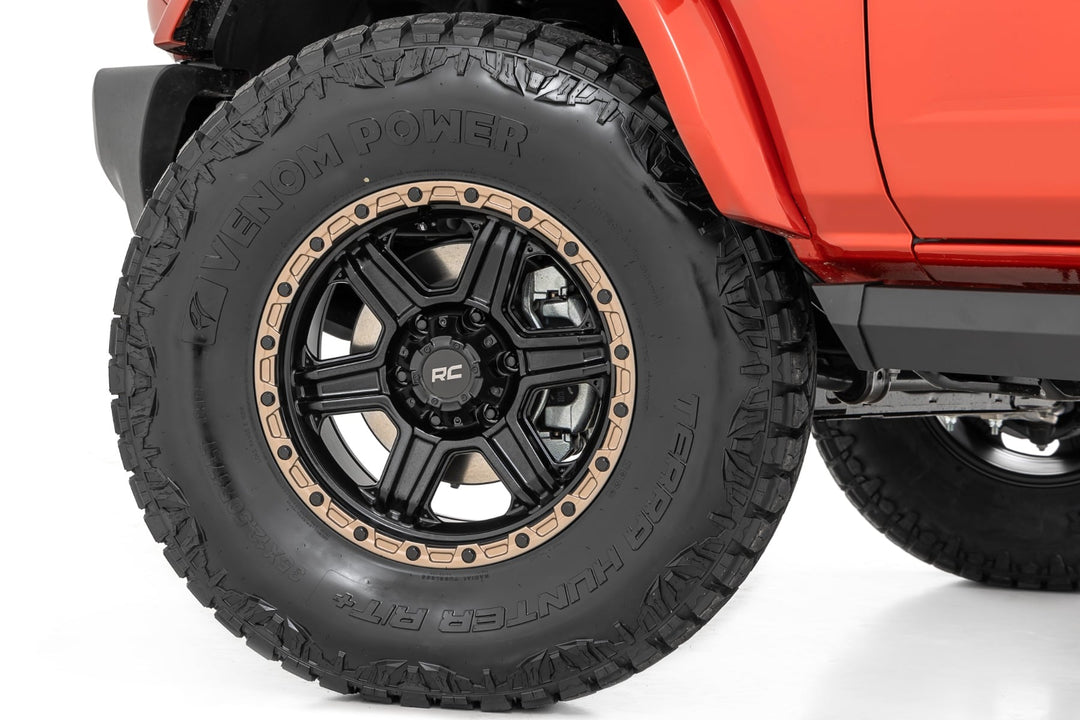 Rough Country 79 Series Wheel | One-Piece | Semi Gloss Black w/Bronze Ring | 18x9 | 5x5 | -12mm