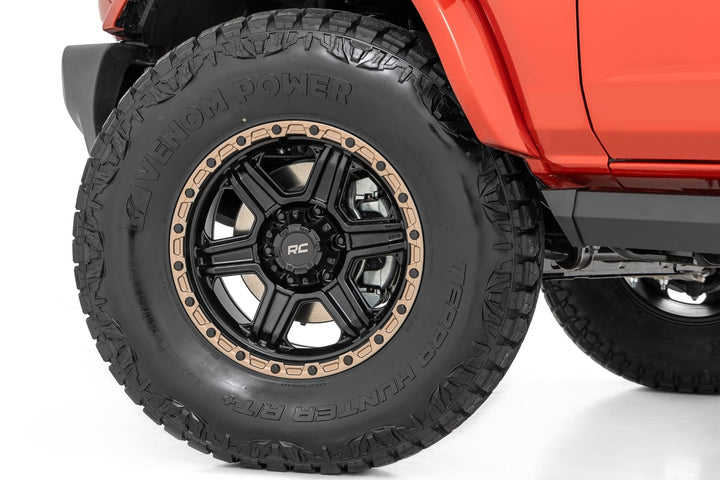 Rough Country 79 Series Wheel | One-Piece | Semi Gloss Black w/Bronze Ring | 18x9 | 5x5 | 0mm