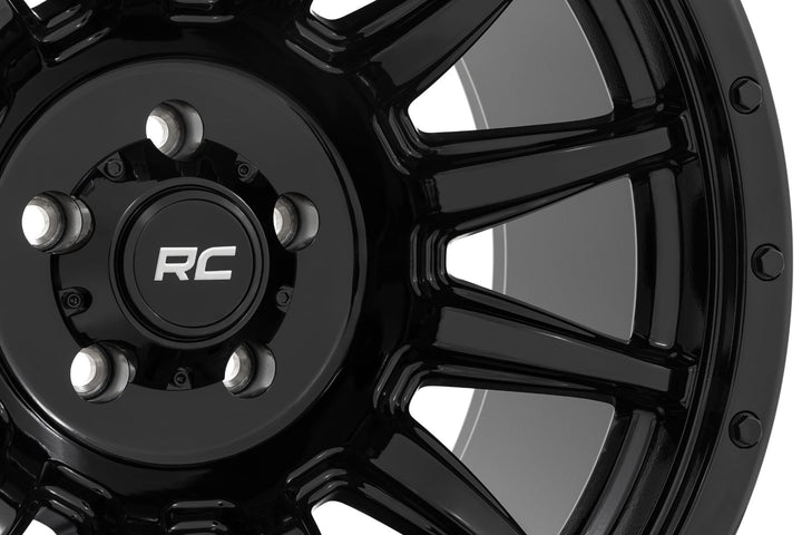 Rough Country 90 Series Wheel | One-Piece | Gloss Black | 20x9 | 6x5.5 | 0mm