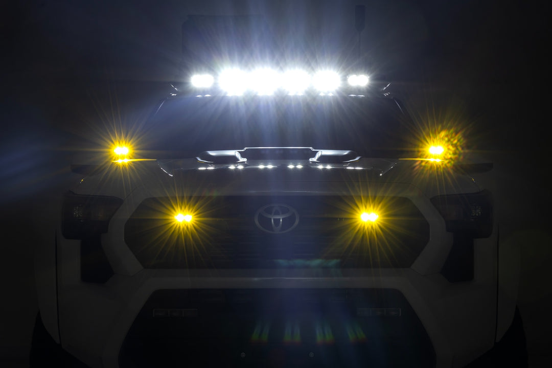3x1.75 Inch Black Series | Yellow | LED Slim Aux | SAE Fog | Flush Mount | Pair