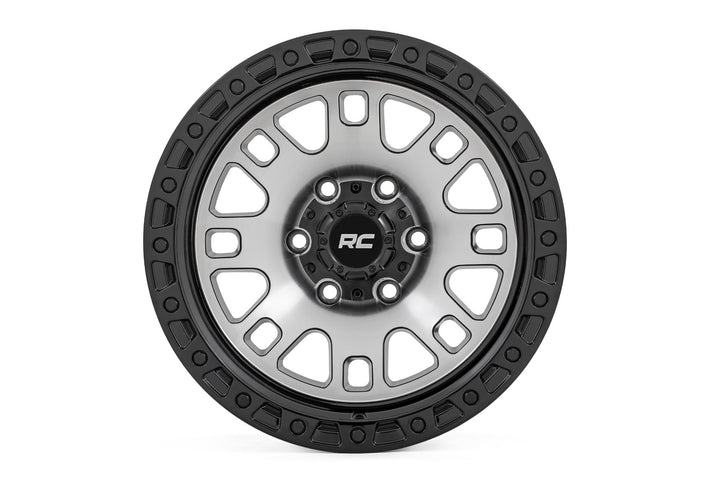 Rough Country 82 Series Wheel | One-Piece | Machined Semi Gloss Black | 18x9 | 6x5.5 | -12mm