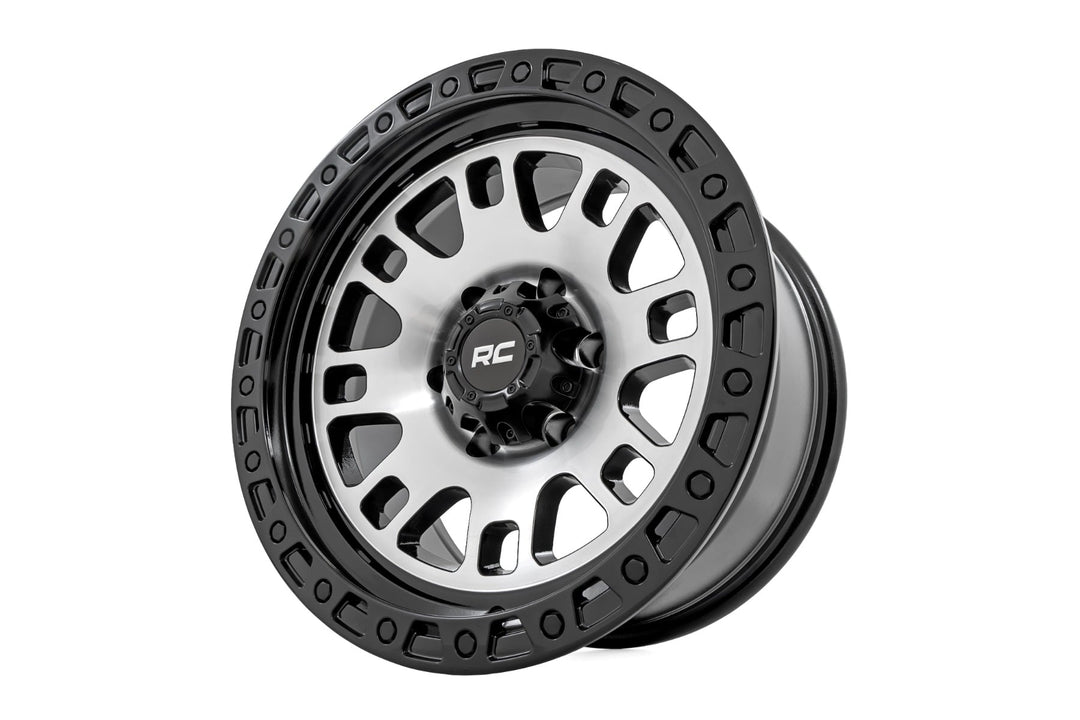 Rough Country 82 Series Wheel | One-Piece | Machined Semi Gloss Black | 15x8 | 5x4.5 | -19mm