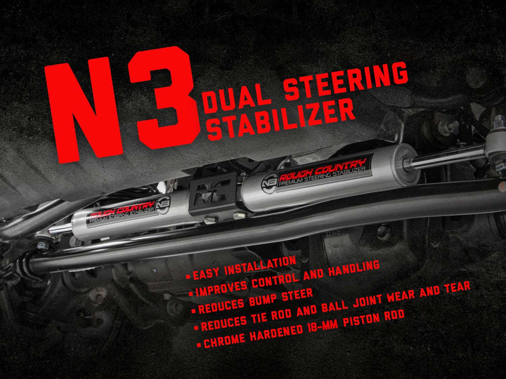 N3 Steering Stabilizer | Dual | 2-8 Inch Lift | Ram 2500 (03-13)/3500 (11-12)