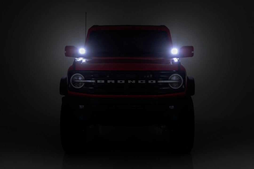 LED Light Kit | Ditch Mount | 3.5" Black Round Pair | Amber DRL | Ford Bronco (21-26)