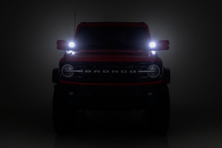 LED Light Kit | Ditch Mount | 3.5" Black Round Pair | Amber DRL | Ford Bronco (21-26)