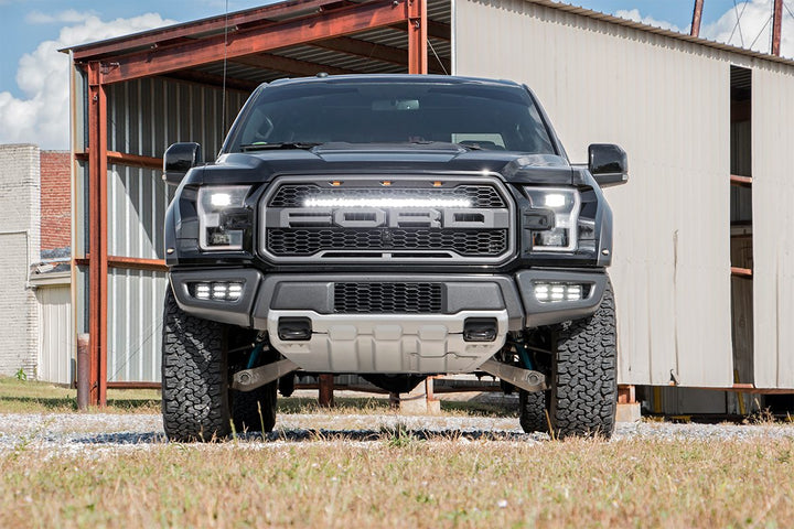 LED Light Kit | Grille Mount | 30" Black Single Row | White DRL | Ford Raptor (17-20)