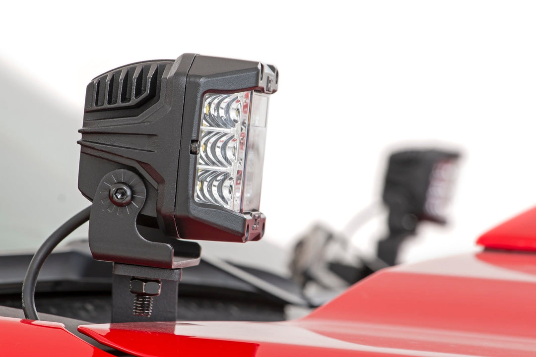 LED Light Kit | Ditch Mount | 2" Black Pair | Flood | Chevy Silverado 1500 (19-26)