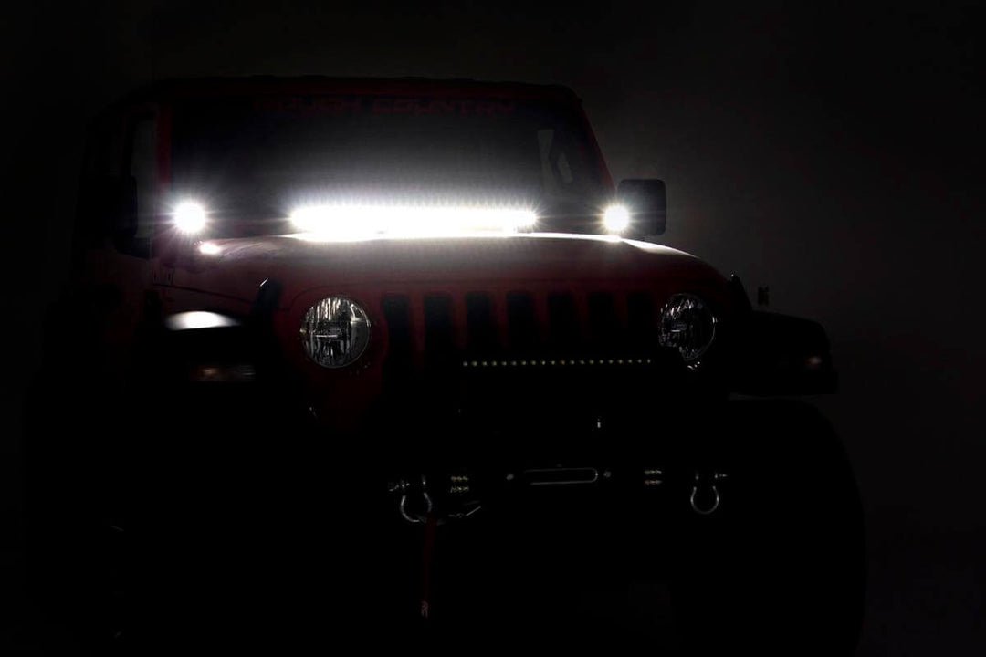 LED Light Kit | Hood Mount | 30" Black Single Row | Jeep Gladiator JT/Wrangler JL (18-26)