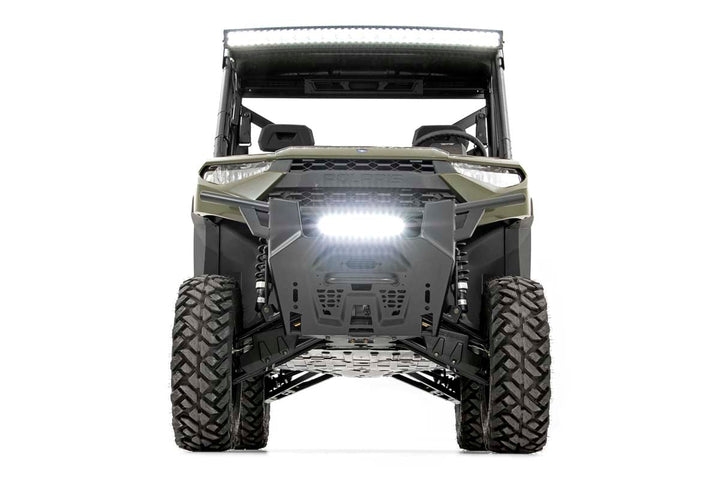 LED Light Kit | Bumper Mount | 12" Black Single Row | White DRL | Polaris Ranger XP 1000