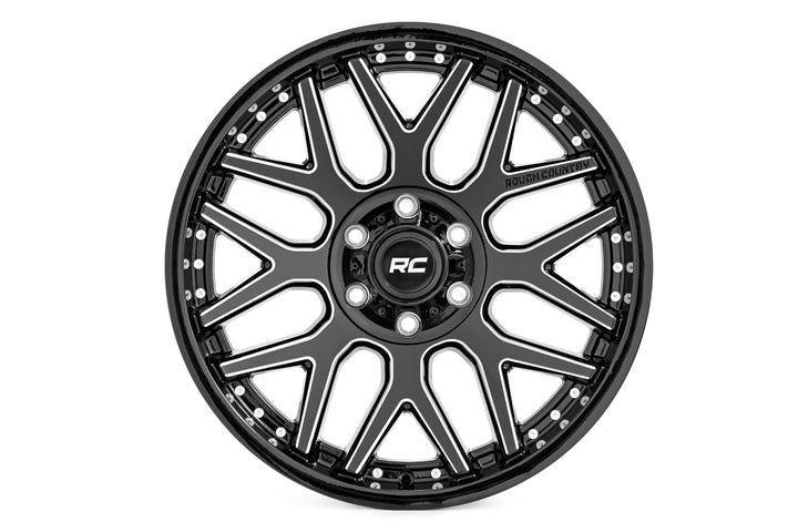 Rough Country 95 Series Wheel | One-Piece | Gloss Black Machined | 20x10 | 8x180 | -19mm