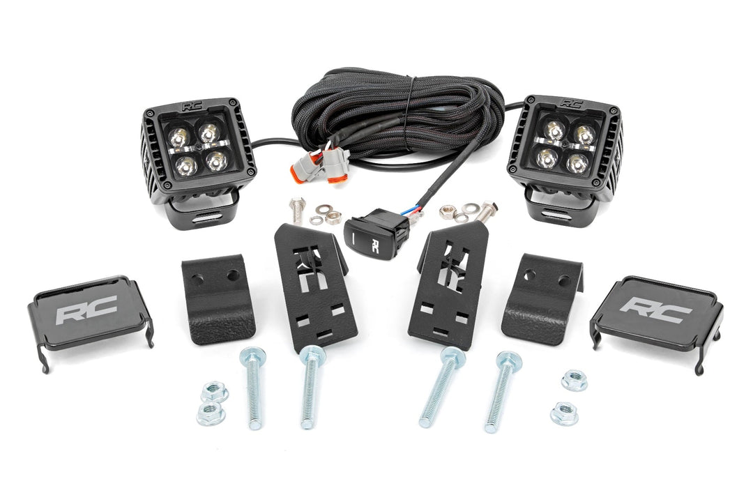 LED Light Kit | "A" Pillar Mount | 2" Black Pair | Amber DRL | Polaris RZR PRO XP