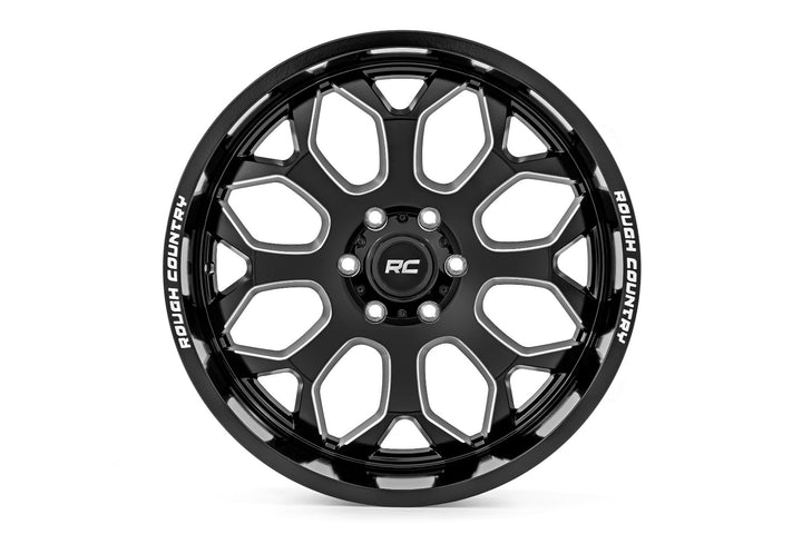 Rough Country 96 Series Wheel | One-Piece | Gloss Black | 20x10 | 8x180 | -19mm